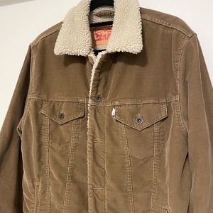 Levi's Sherpa lined corduroy trucker jacket (tan)